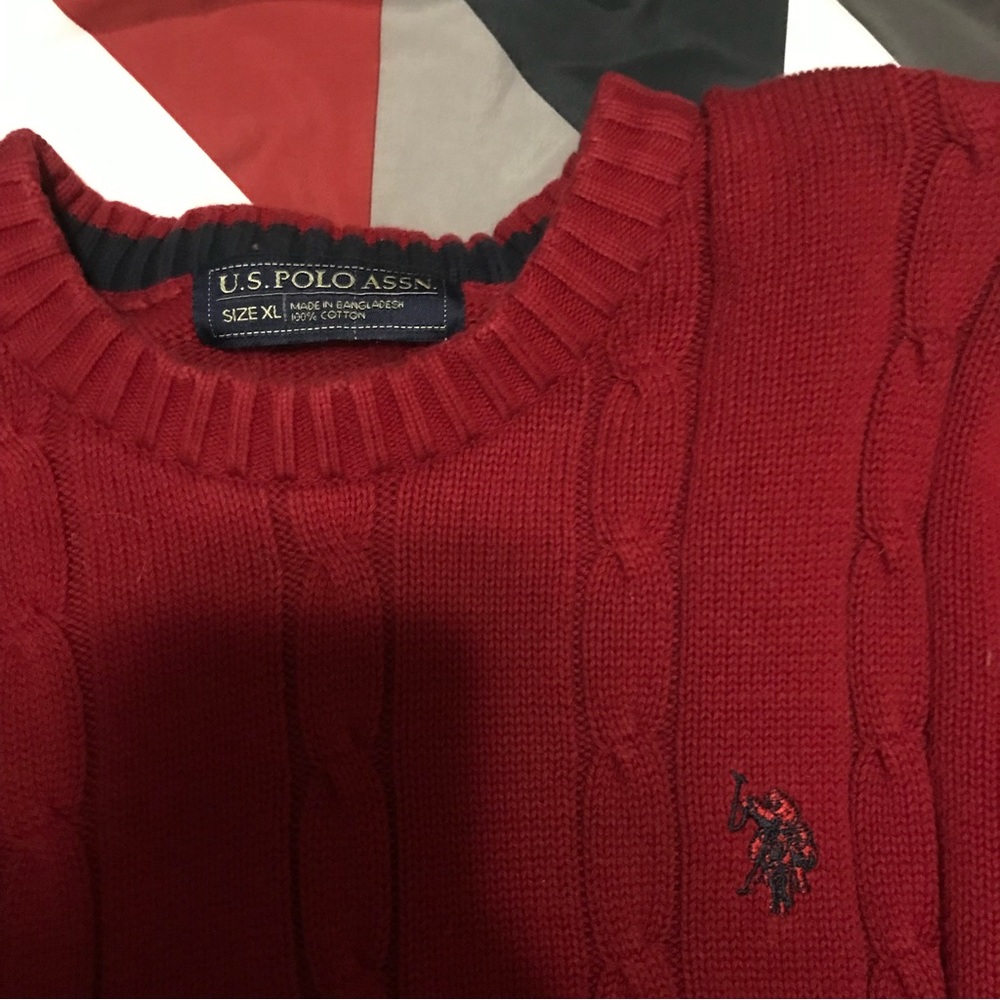 U.S Polo Red Knit Long Sleeve Sweater